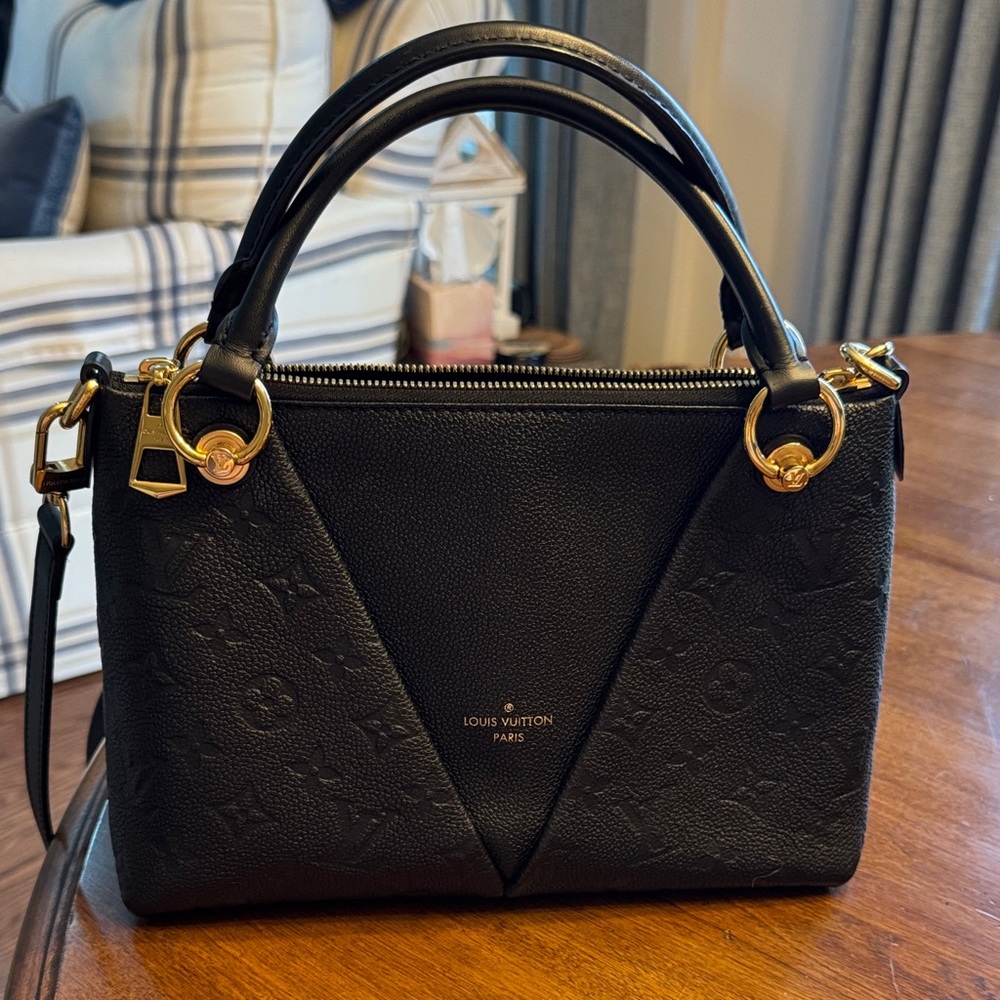 Louis Vuitton Black Satchel with Gold Accents